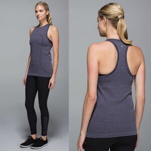 Lululemon Run Swiftly Tech Tank In Rugby Stripe Tonal Heathered Black Grape